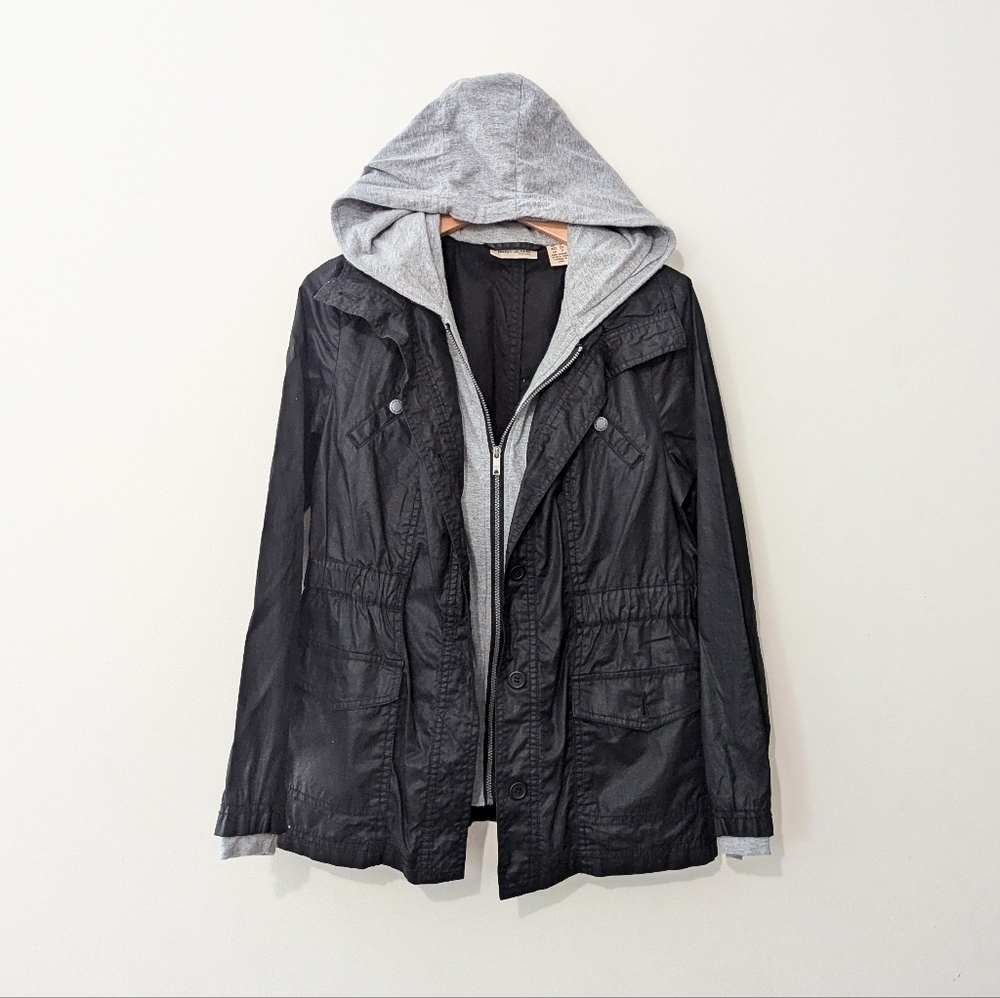 DKNY Jeans Coated Cotton Hooded Anorak Jacket Size S